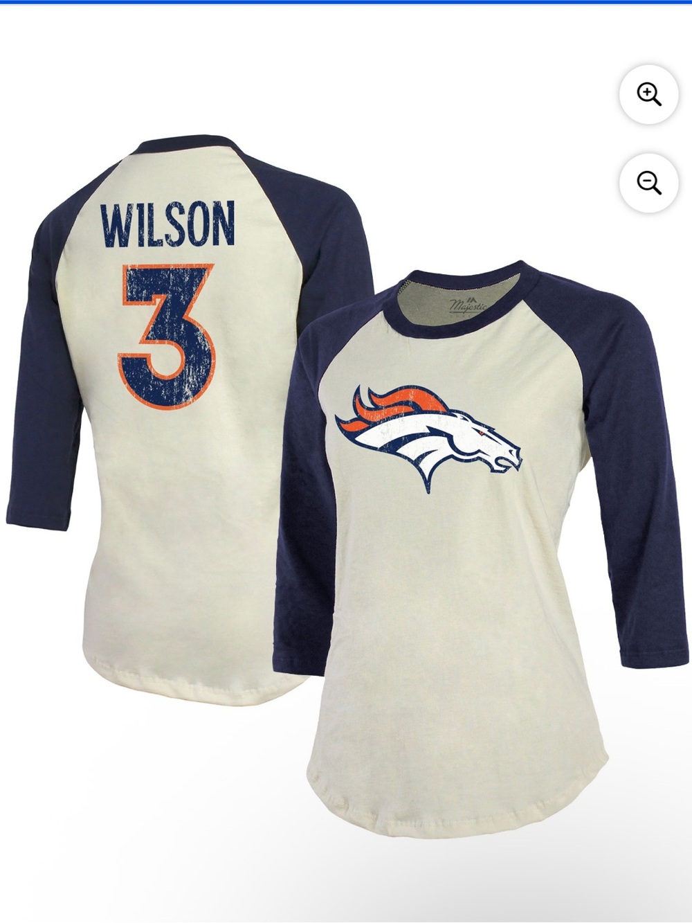 Denver Broncos Russell Wilson Tri-Blend 3/4-Sleeve Raglan T-Shirt Size XL NEW